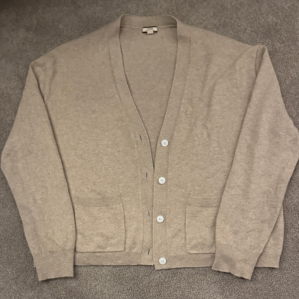 J. Crew Cashmere Tan Cardigan Sweater